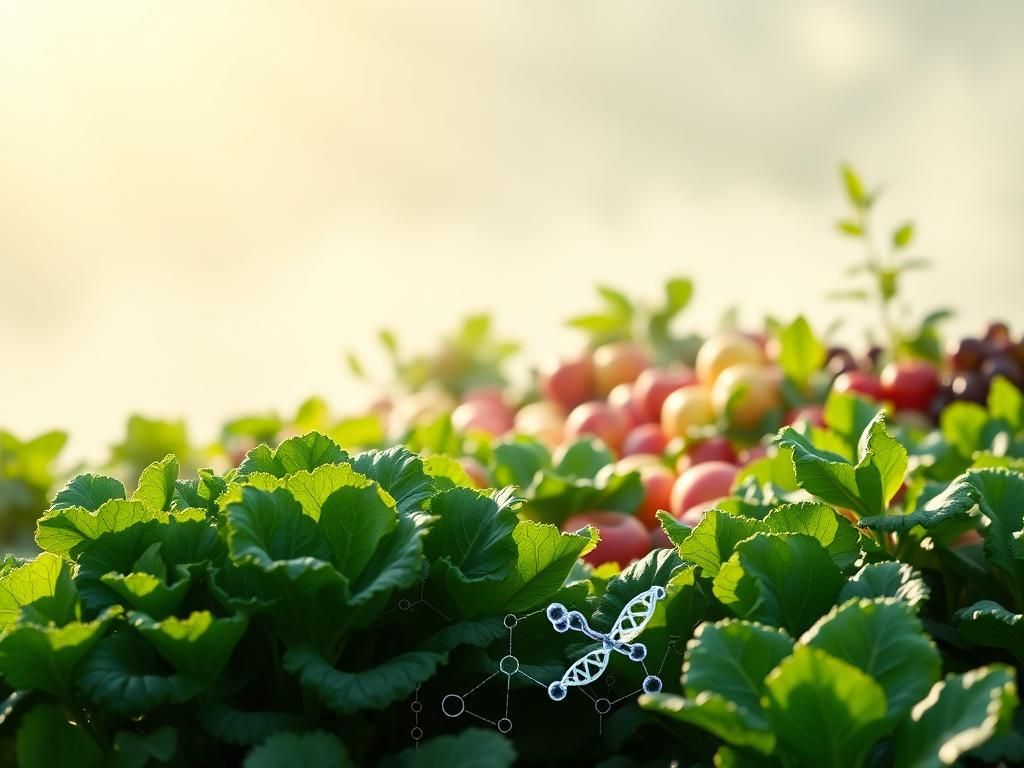 Flick International Serene garden with vibrant vegetables and fruits symbolizing health and wellness