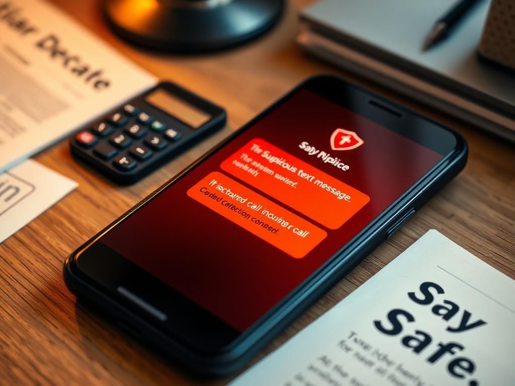 Flick International Close-up view of a smartphone displaying AI-powered scam detection alerts