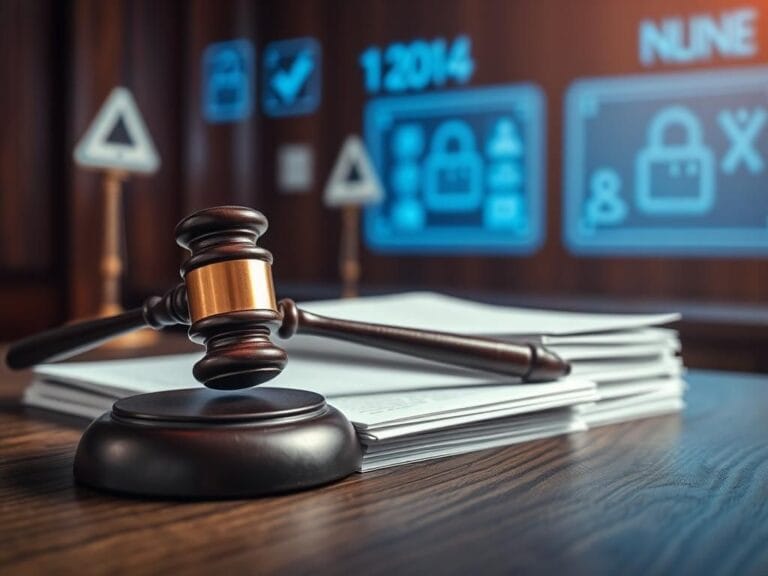 Flick International Conceptual representation of a courtroom with legal documents and a gavel, highlighting child protection issues against adult sites.