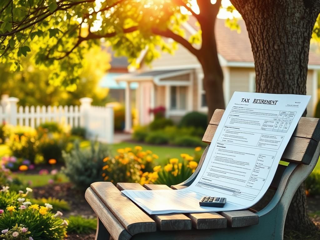 Flick International A serene retirement community garden with a wooden bench and blooming flowers