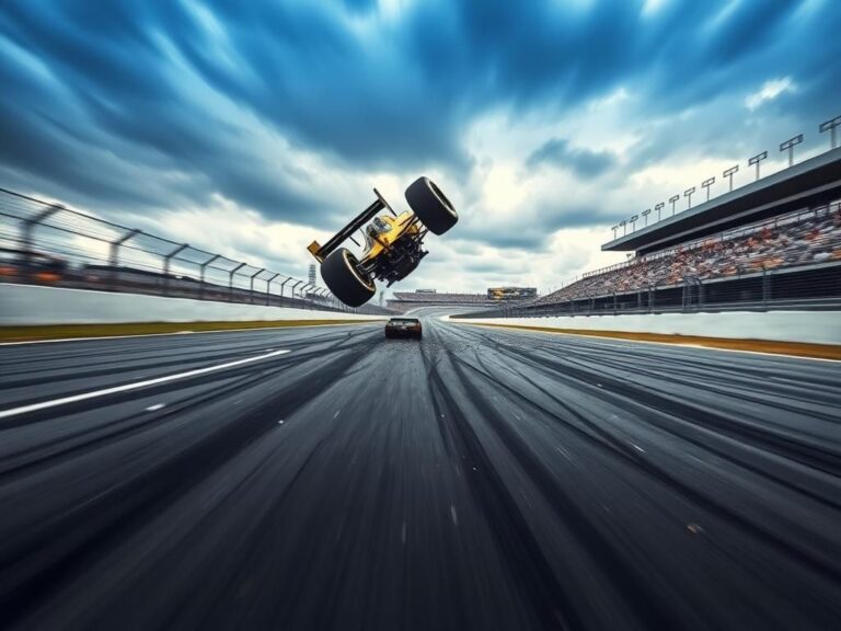 Flick International IndyCar driver Kyffin Simpson airborne during practice crash
