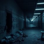 Flick International Dimly lit prison cell showing a large hole in the wall after a prison break