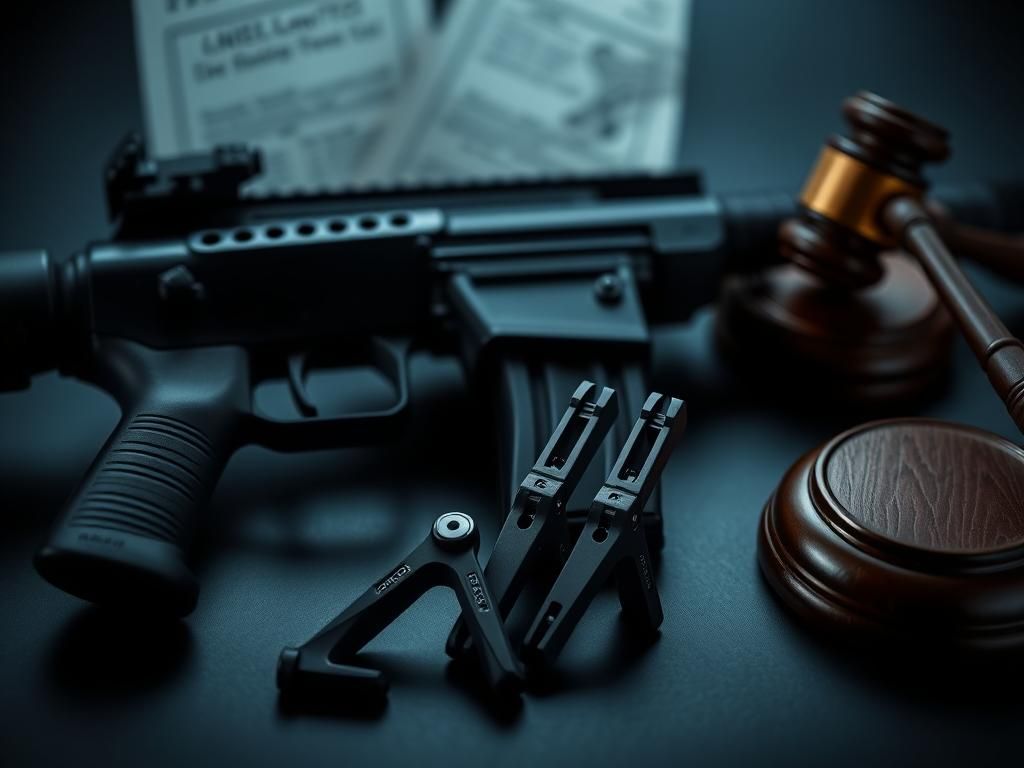 Flick International Close-up of a semi-automatic rifle with intricate trigger mechanism on a dark background