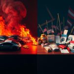 Flick International Conceptual image symbolizing the clash of electric vehicles and public health amidst political polarization