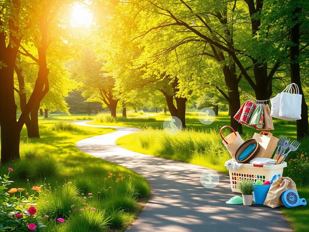 Flick International A peaceful outdoor scene depicting a sunlit pathway surrounded by vibrant trees and wildflowers, emphasizing daily walking.