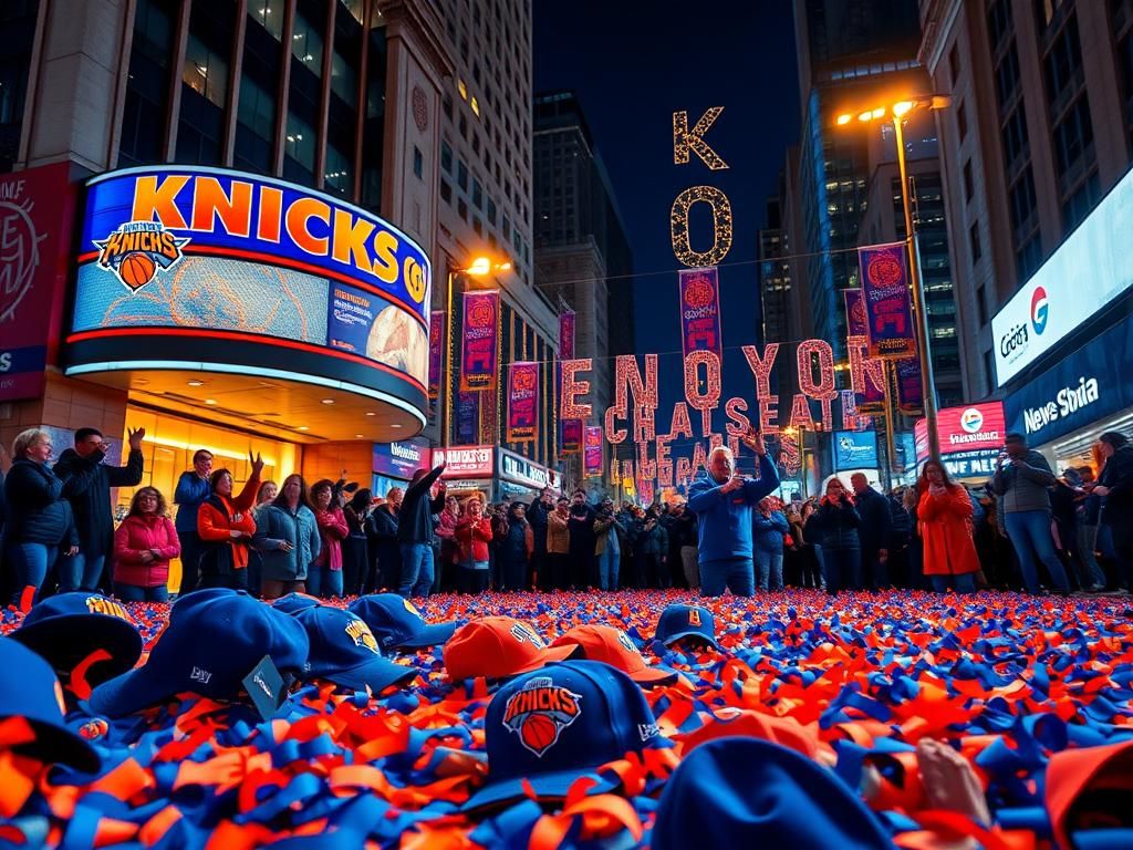 Flick International Nighttime celebration in NYC after Knicks advance to Eastern Conference finals