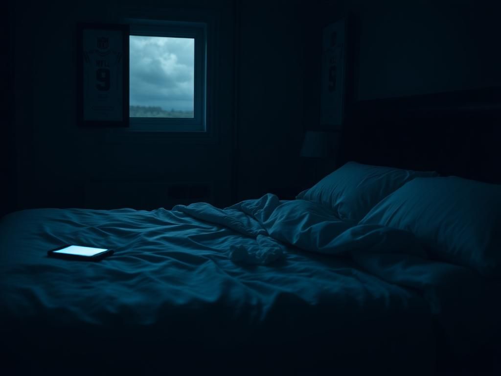 Flick International Dimly lit hotel room with a made bed and soft sheets suggesting recent use