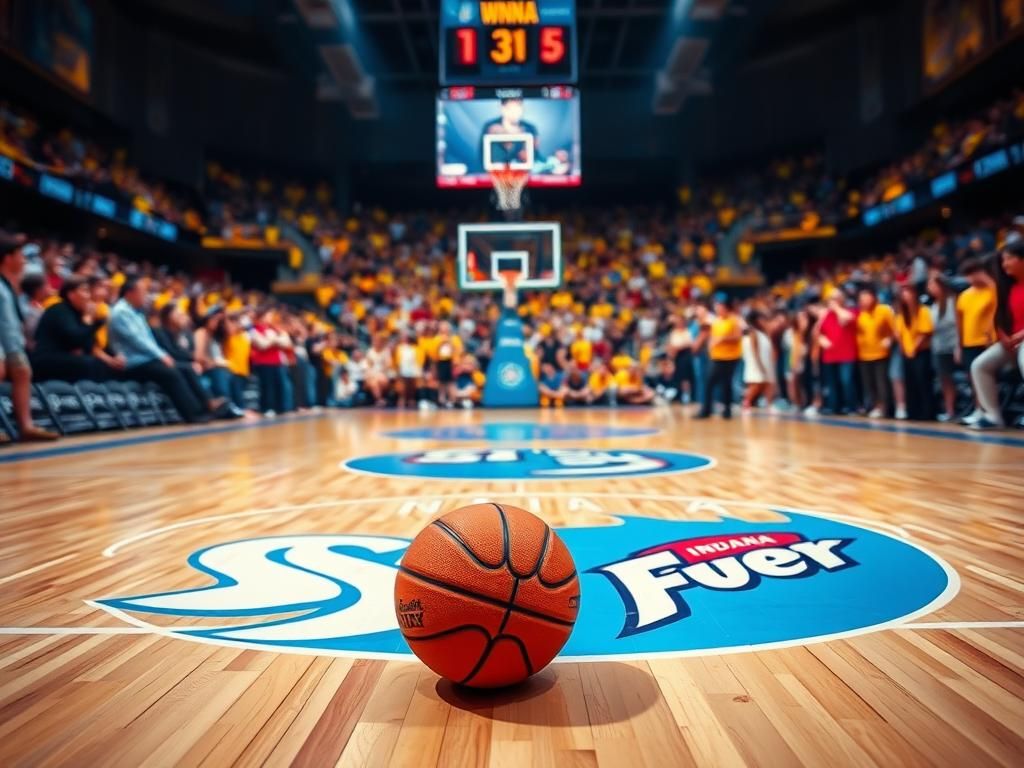 Flick International Dramatic scene of a heated WNBA game with overturned basketball and energized fans