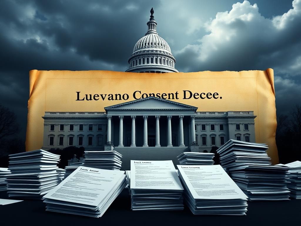 Flick International Conceptual image of a government building with a historic document and resumes scattered around