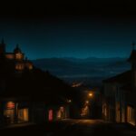 Flick International Darkened cityscape of Portugal during a power outage with illuminated historical buildings