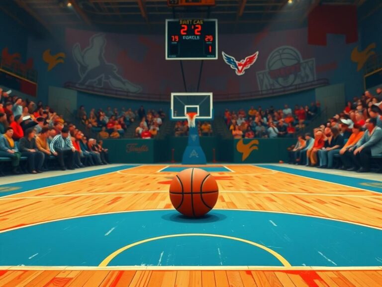 Flick International Intense basketball scene with a referee's whistle and a positioned basketball at the three-point line