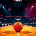 Flick International Dramatic basketball court scene showcasing Indiana Fever and Chicago Sky game atmosphere