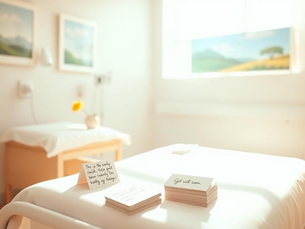 Flick International A serene hospital room with a neatly made bed and get-well-soon cards