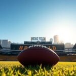 Flick International A picturesque view of Heinz Field in Pittsburgh with a football resting on the grass
