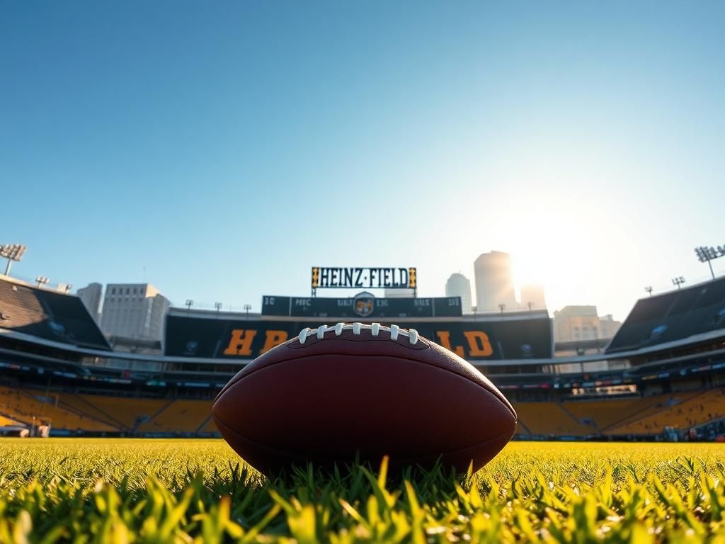 Flick International A picturesque view of Heinz Field in Pittsburgh with a football resting on the grass