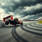 Flick International IndyCar car flipping in the air during practice crash
