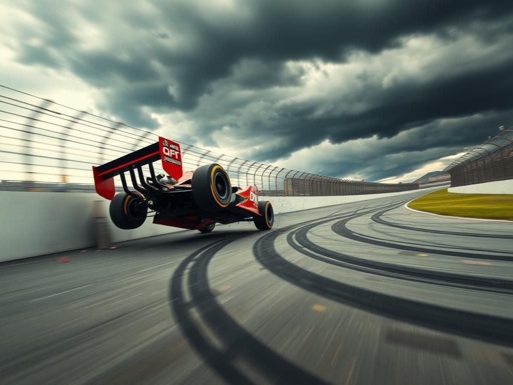 Flick International IndyCar car flipping in the air during practice crash