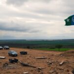 Flick International A rugged landscape of Somalia depicting remnants of military conflict and hope for recovery.