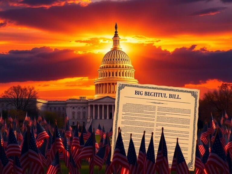 Flick International A dramatic sunset view of the U.S. Capitol with a legislative bill in the foreground