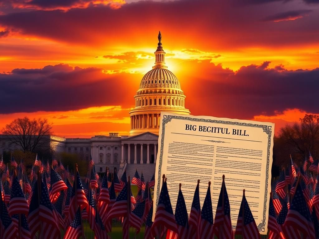 Flick International A dramatic sunset view of the U.S. Capitol with a legislative bill in the foreground