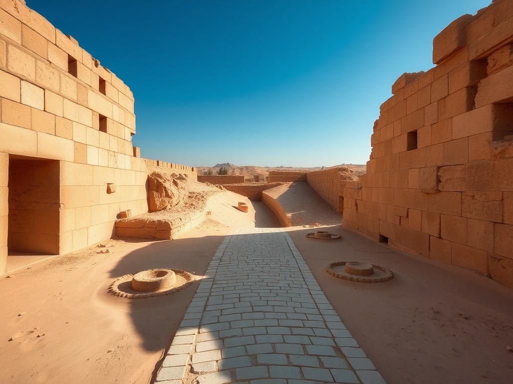 Flick International Aerial view of ancient Roman military fortifications at Tell Abu Sefeh, Egypt