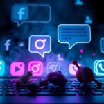 Flick International A dark landscape depicting children's toys amidst social media icons representing online dangers