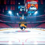Flick International Dynamic hockey rink showcasing the Florida Panthers logo during a thrilling Game 7 playoff atmosphere