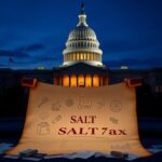 Flick International U.S. Capitol building at dusk with illuminated scroll showcasing legislative themes