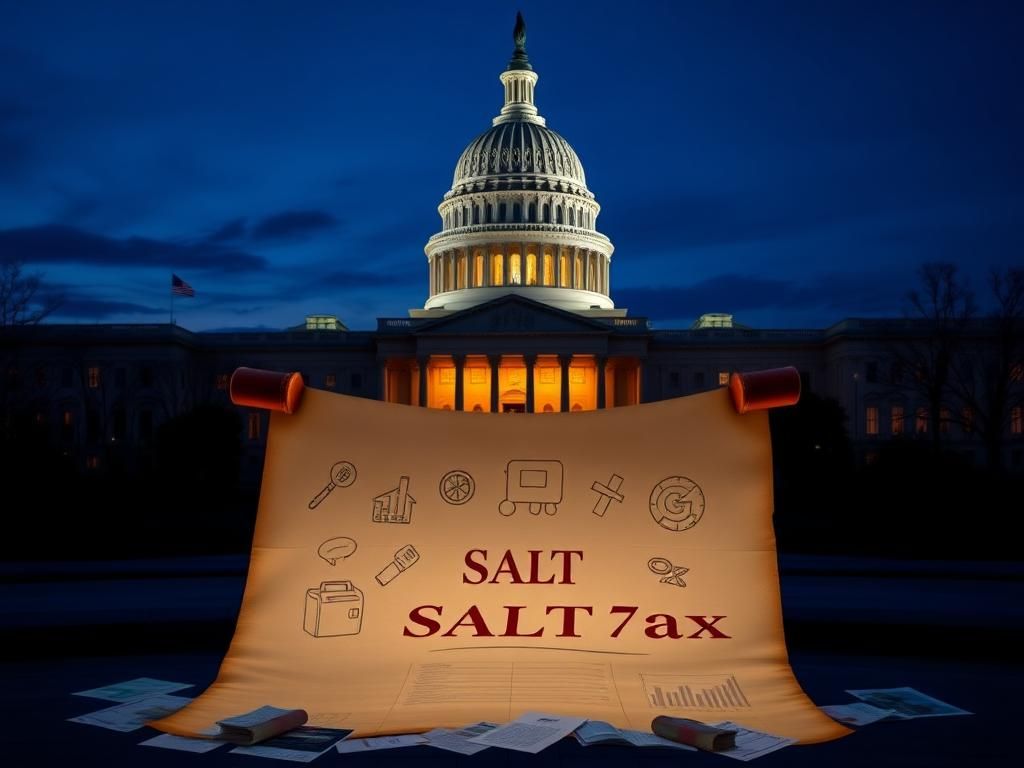Flick International U.S. Capitol building at dusk with illuminated scroll showcasing legislative themes