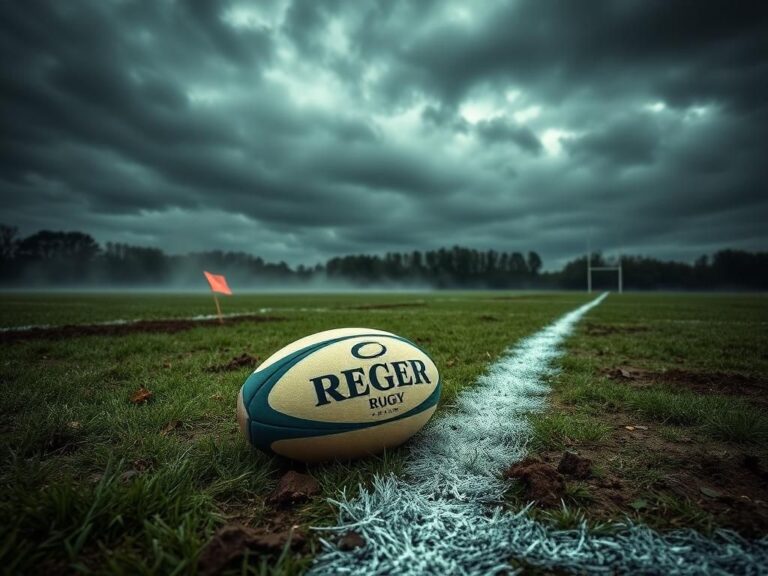 Flick International Rugby ball on the ground near a chalked white line after a contentious play