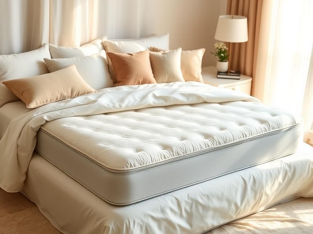 Flick International Luxurious unmade bed with a plush mattress and inviting mattress topper
