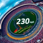 Flick International Aerial view of the Indianapolis Motor Speedway during the Indy 500 race with blurred race cars