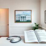 Flick International A serene and professional medical examination room in the White House