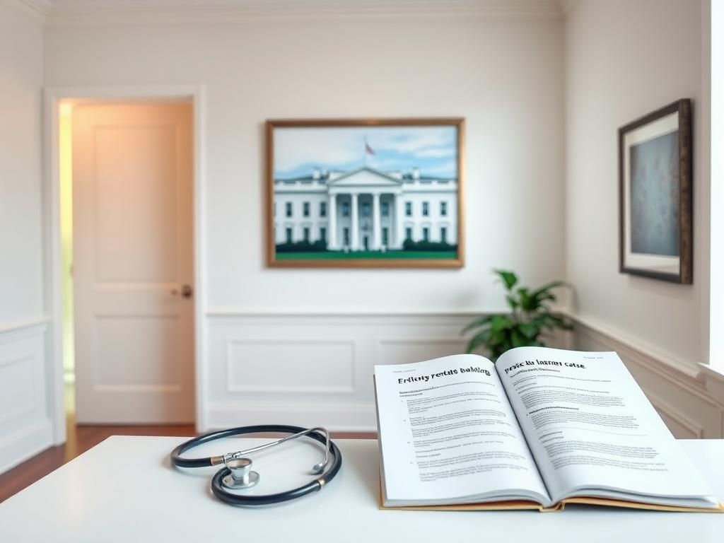 Flick International A serene and professional medical examination room in the White House