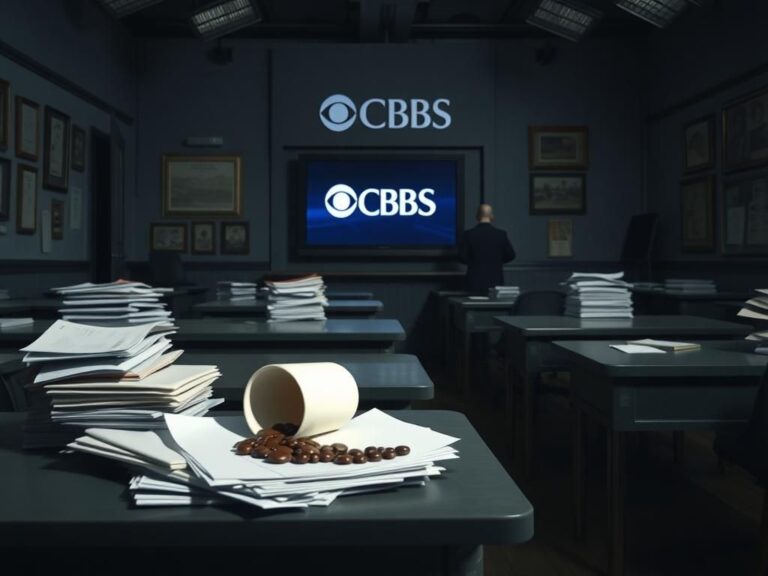 Flick International Empty newsroom reflecting tumult and change at CBS News
