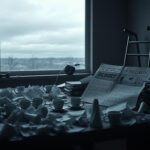 Flick International A somber workspace symbolizing the burden of creativity under illness