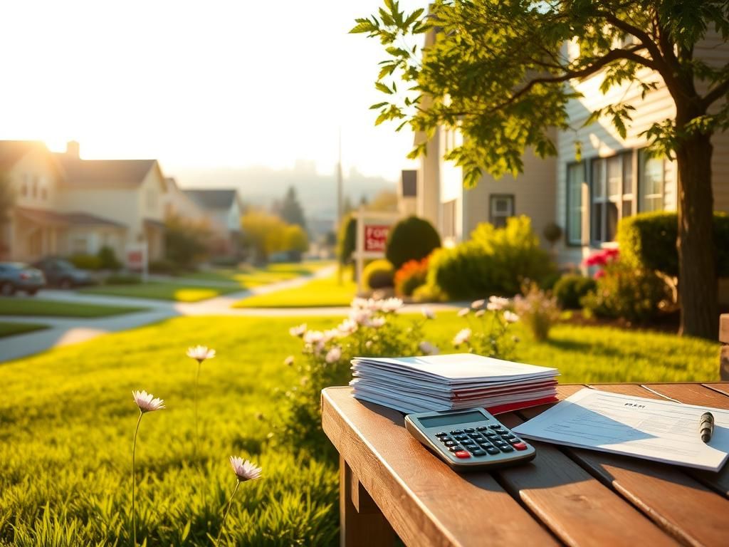 Flick International A serene suburban neighborhood with well-kept homes and blooming flowers under golden sunlight.