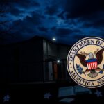 Flick International Dark and imposing California county jail at night with barbed wire