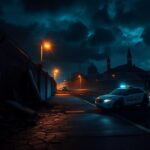 Flick International Dramatic nighttime view of New Orleans with ominous clouds and a collapsed prison wall.