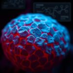 Flick International Artistic representation of high-grade prostate cancer cells under a microscope