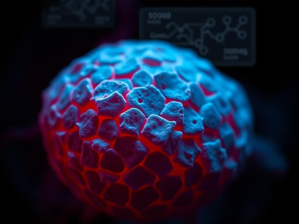 Flick International Artistic representation of high-grade prostate cancer cells under a microscope