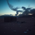 Flick International Shattered glass building at a desolate desert landscape representing a fertility clinic bombed