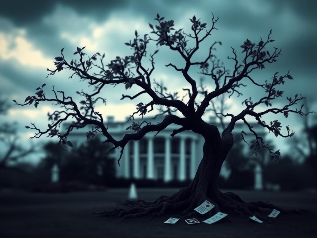Flick International Abstract representation of cancer diagnosis with the White House silhouette
