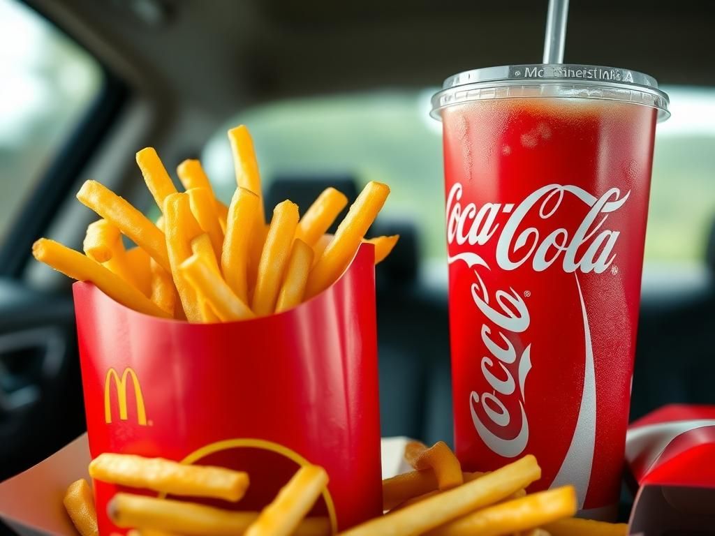 Flick International Close-up of a McDonald's meal with fries and a Coca-Cola cup