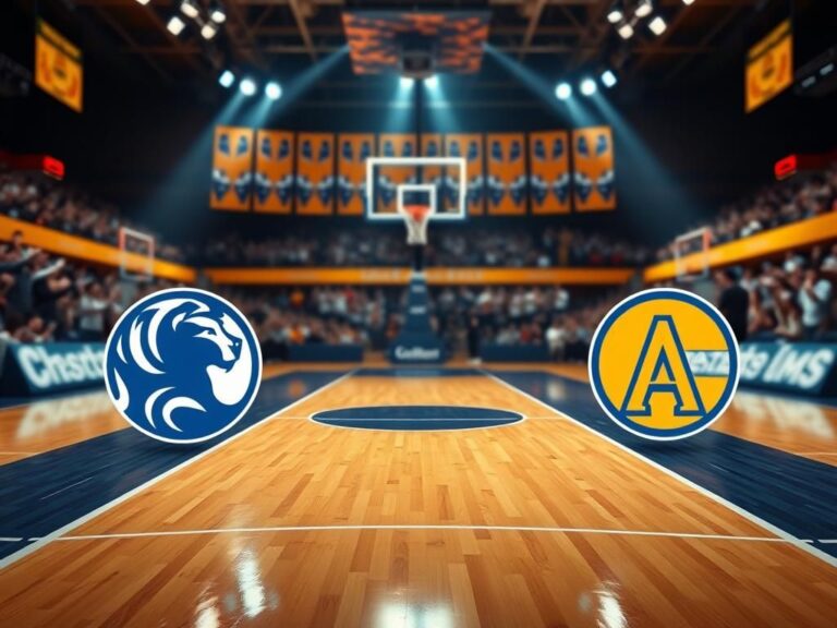Flick International Dramatic sports arena interior showcasing a vibrant basketball court amid an energetic crowd.