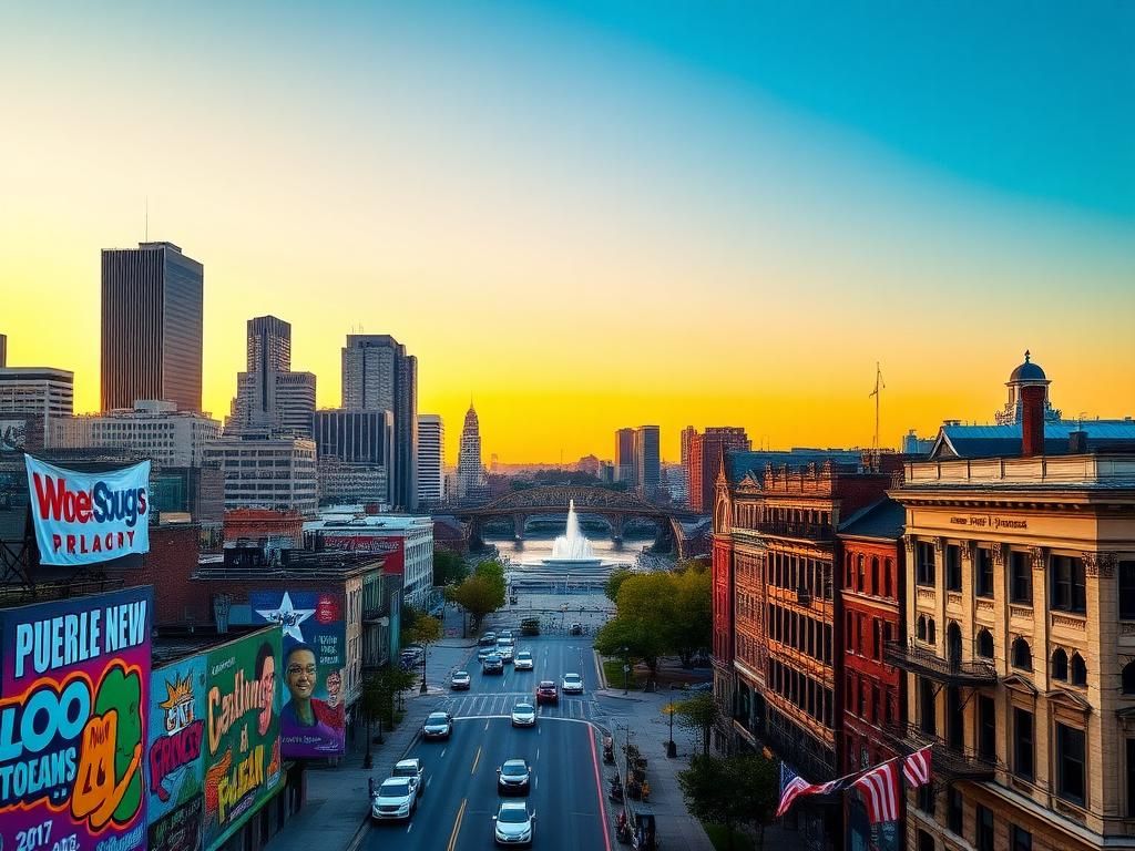 Flick International A vibrant Pittsburgh skyline at dawn featuring historic steel bridges and modern buildings.