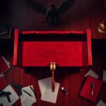 Flick International Dramatic courtroom scene with a gavel and legal documents representing a high-stakes murder case