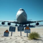 Flick International Abandoned Boeing 747 aircraft on tarmac under clear blue sky
