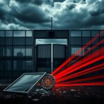 Flick International Dramatic exterior view of a detention center with storm clouds overhead