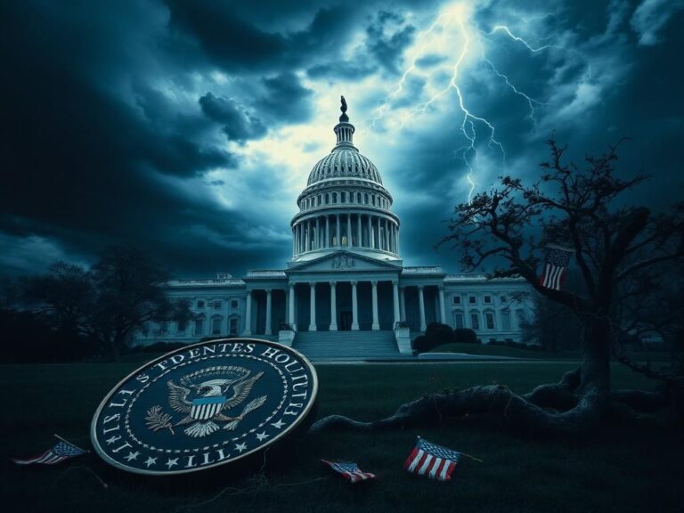 Flick International Dramatic depiction of the U.S. Capitol building under a stormy sky symbolizing political tension